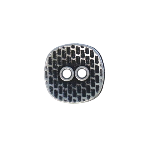 Neljakandiline, reljeefse mustriga, kahe auguga metallnööp, 17mm/28L