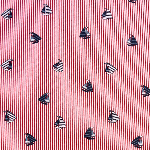 Purjekatega, õrna triibumustriga puuvillane kangas (Cotton poplin print, sailing), 145cm, KC0362