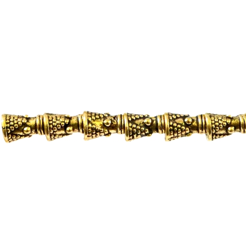Koonusekujuline metallhelmes antiikse reljeefse mustriga, 7 x 5mm