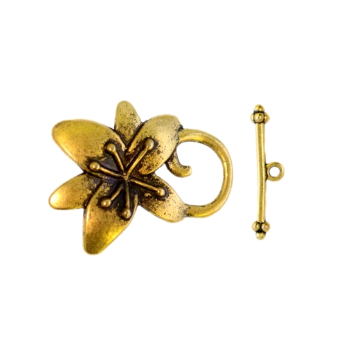 T-kinnis lilleõiekujuline niklivaba / Toggle Clasp with Flower Design / 25 x 30mm