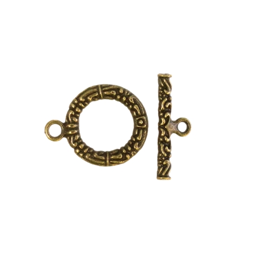 T-kinnis antiikse mustriga niklivaba / Toggle Clasp with Ornament / 17mm