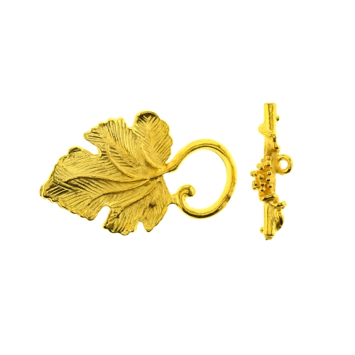 T-kinnis viinapuu lehekujuline niklivaba / Toggle Clasp with Leaf Design / 36,5 x 22mm