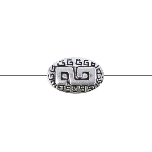 Ovaalne, lapik, reljeefse mustriga, pikuti läbistatud metallhelmes, 15 x 8 x 5mm