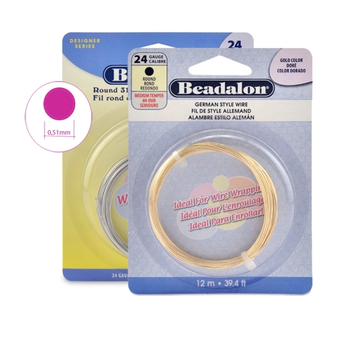 Helmetraat, Round German Style Wire, 24 ga, ø0,51 mm; 12 m