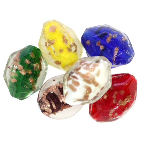 Värvilised käsitöö klaashelmed, vaskse pintslimustriga, suuruses ca, 32x24x18mm / 30x25x15mm