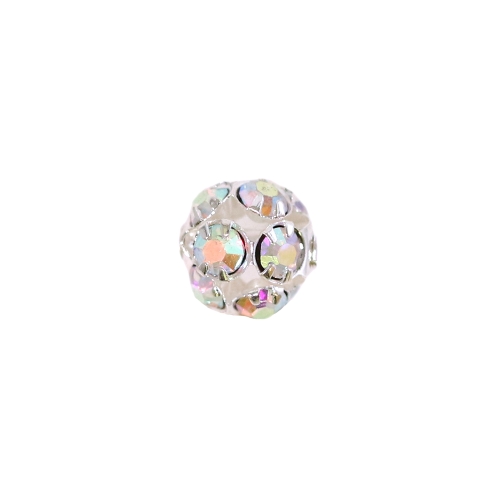 Spherical Jewellery Spacer with Rhinestones, 8mm