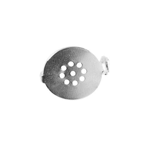 Perforated Round Pin-On Brooch Base, 18mm