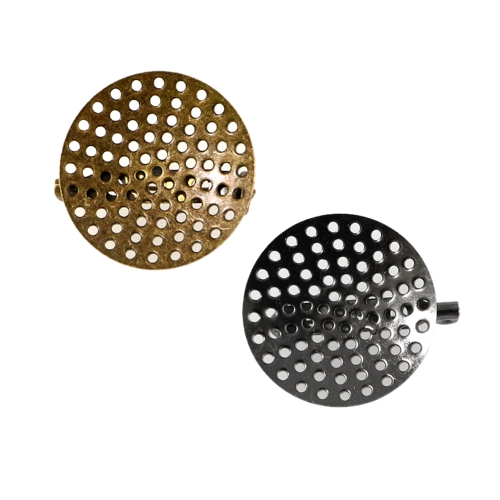 Perforated Round Brooch Base, 27mm