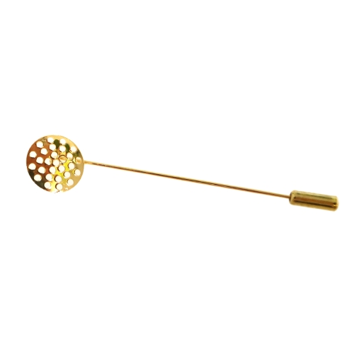Perforated Round Pin-On Hat Pin &amp; Brooch Base, 73mm