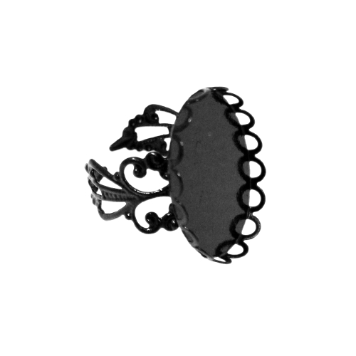 Pitsiline reguleeritav ovaalse plaadiga sõrmusetoorik / 26 x 19mm