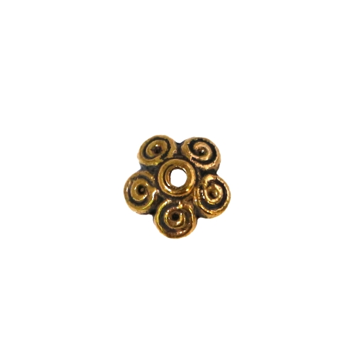 Pitsiline lillekujuline pärlikübar, Bead Cap with Spiral Pattern, 10mm