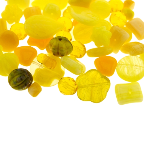 Pärlisegu Kollastes toonides eri suurusega pärlitest 5-20mm, 50/100g pakk, LL8