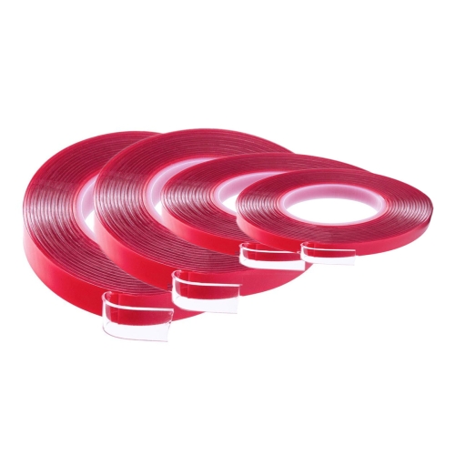 Kahepoolne 1 mm paksune värvitu ja tugev teip 5-20 mm, 3-10 m