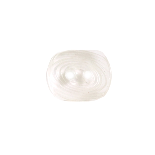 Kandilise vormiga, reljeefse mustriga, kergelt kausjas, läbipaistev, kahe auguga plastiknööp, 15x12mm, 24L