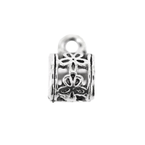 Torujas, reljeefse lillemustriga, ülalt aasaga metallist riputis, 10,5x7x6,5mm