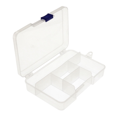 Plastmassist (PP) läbikumav säilituskarp, 5 lahtrit, lukustatav, 14,5 x 10 x 3,3 cm, KL1729