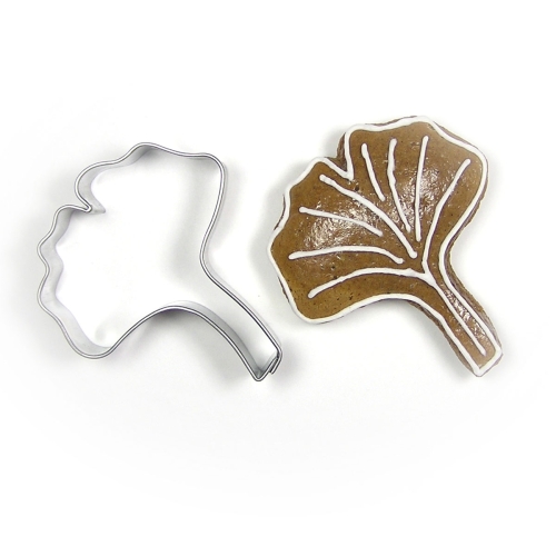 Roostevaba terasvorm Ginko leht, 58×50 mm, Nerez 0073