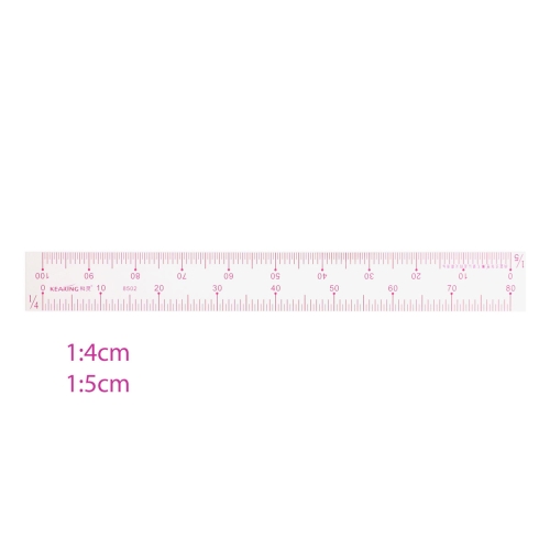 Läbipaistev joonlaud 20 x 2,5 cm, astmik 1:5 cm ja 1:4 cm, Kearing #8502
