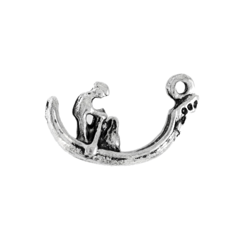 Paadikujuline riputis aasaga, Metal Boat Charm, 20 x 10mm