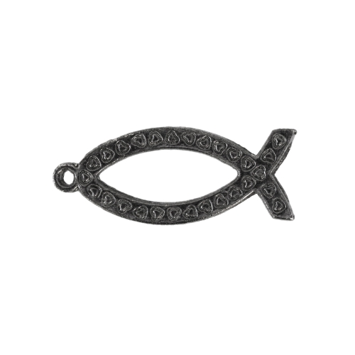 Kalakujuline riputis aasaga, Metal Fish Charm, 25 x 12mm