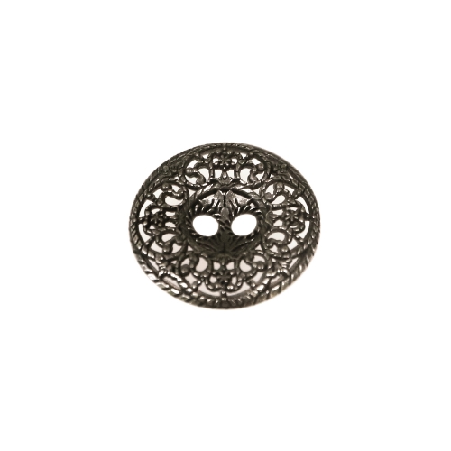 Reljeefse, augulise pitsimustriga, metallist, kahe auguga nööp, 23mm, 36L