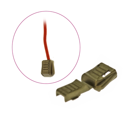Ekstratugeva haardega plastmassist nööri otsik, 8,5 x 18 x 18 mm, sobib nöörile ~ø6 mm