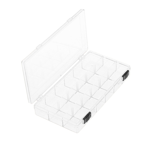 Lukustatav karp pärlite vms. hoiustamiseks; 18 lahtrit, 20,5 x 10,5 x 3 cm, SewMate B-10161