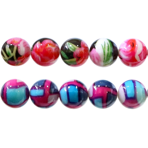 Kirjud, ümarad akrüülhelmed, 14mm
