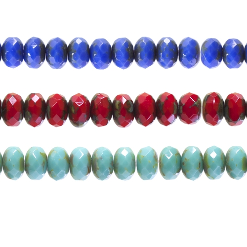 Rondellikujuline otstest värvitud klaashelmes (Jablonex) 7x4mm 