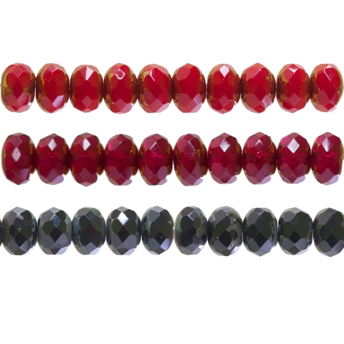 Rondellikujuline otstest värvitud klaashelmes (Jablonex) 9x6mm 