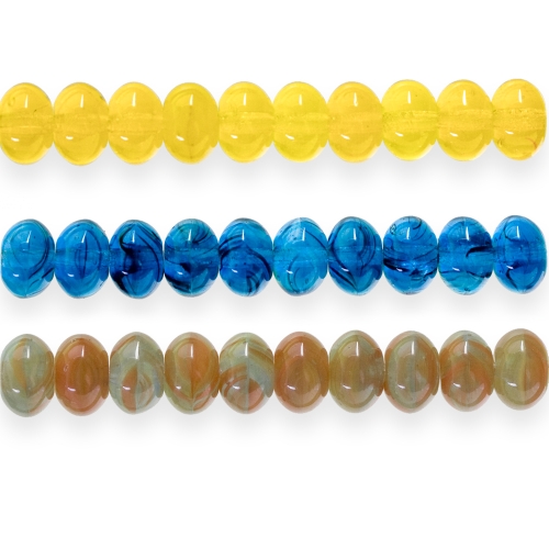 Piimjas lapik triipudega klaashelmes 9x6mm (Preciosa)