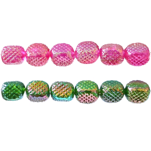 Kuubikukujulised AB läikega plastikhelmed, 10 x 8mm