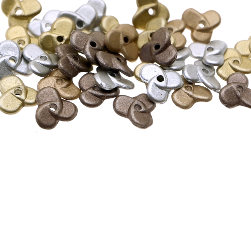 Lilleõiekujuline metalsetes toonides helmesegu antiikse reljeefse mustriga plasthelmed 9 x 3mm