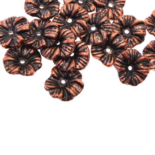 Lilleõiekujuline antiikse reljeefse mustriga plasthelmed 16 x 7mm