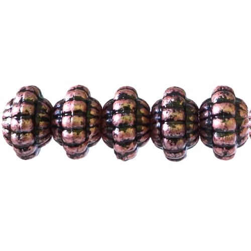Lapik ümar antiikse reljeefse mustriga plasthelmed 16 x 10mm