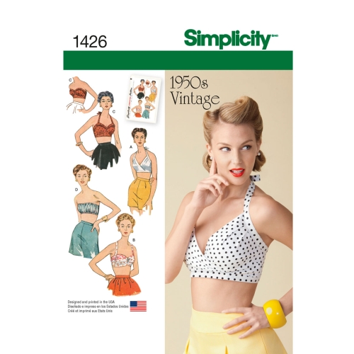 Naiste vintage 1950'ndate Bra topid, Simplicity Pattern #1426