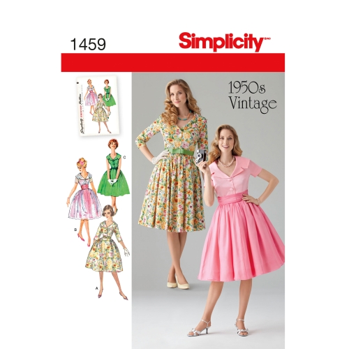 Naiste ja Petite-naiste 1950'ndate vintage kleit, Simplicity Pattern #1459