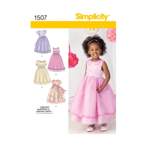 Mudilaste ja laste eriliste sündmuste kleit, Simplicity Pattern #1507