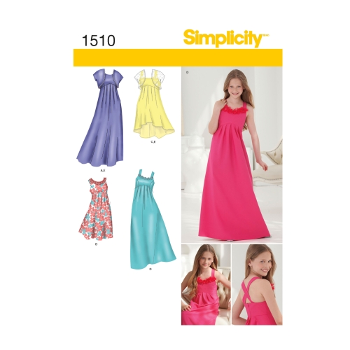 Tüdrukute ja pluss-mõõdus tüdrukute eriliste sündmuste kleit, Simplicity Pattern #1510