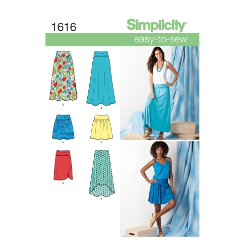 Naiste trikoo või kootud materjalist seelikud, Simplicity Pattern #1616