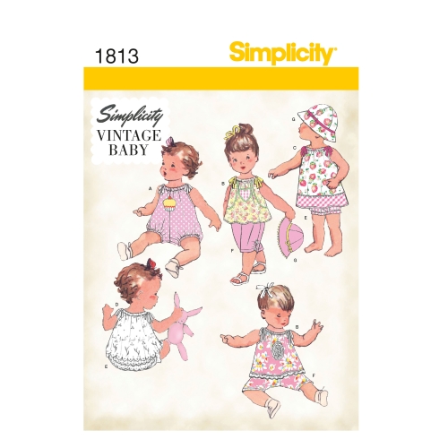 Väikelaste kleit ja riietus, suurused: A (XXS-XS-S-M-L), Simplicity Pattern #1813