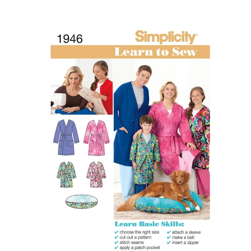 Õpi Õmblemist: Laste, teismeliste ja täiskasvanute hommikumantel, suurused: A (XS - L / XS - XL), Simplicity Pattern #1946