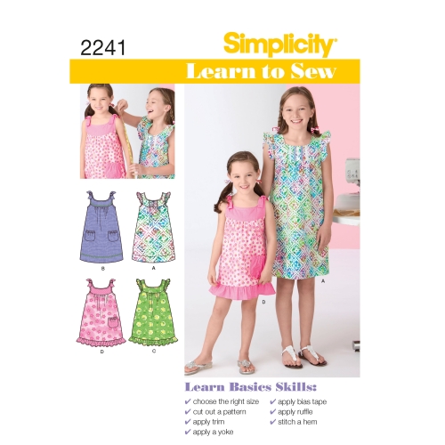Õpi Õmblemist: Laste ja tüdrukute kleidid, Simplicity Pattern #2241