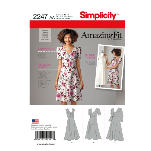 Naiste ja pluss-suurusesnaiste Imeliselt Istuv: kleidid, Simplicity Pattern #2247