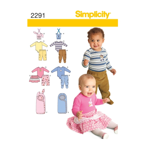 Väikelaste riietus, suurused: A (XXS-XS-S-M-L), Simplicity Pattern #2291