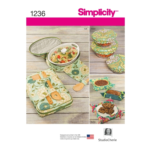 Karbid säilitamiseks, kinkekorvid ja kausikatted, Simplicity Pattern #1236