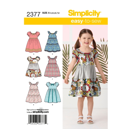 Laste kleidid, suurused: A (3-4-5-6-7-8), Simplicity Pattern #2377