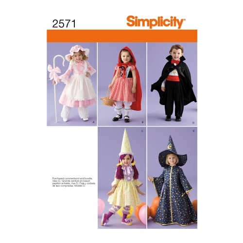 Mudilaste kostüümid, suurused: A 1/2 1 2 3 4, Simplicity Pattern #2571