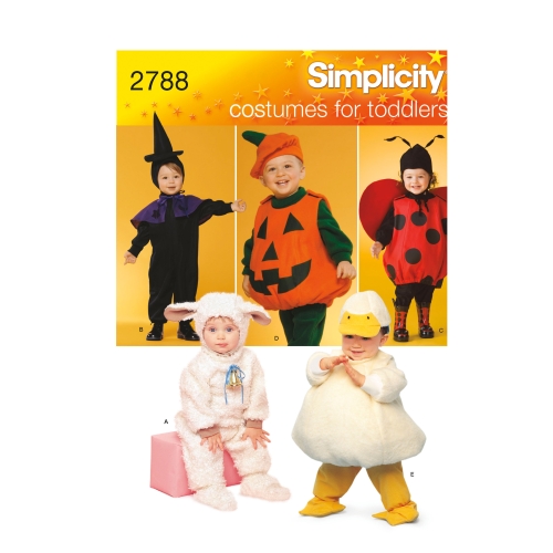 Mudilaste kostüümid, suurused: A (1/2,1,2,3,4), Simplicity Pattern #2788