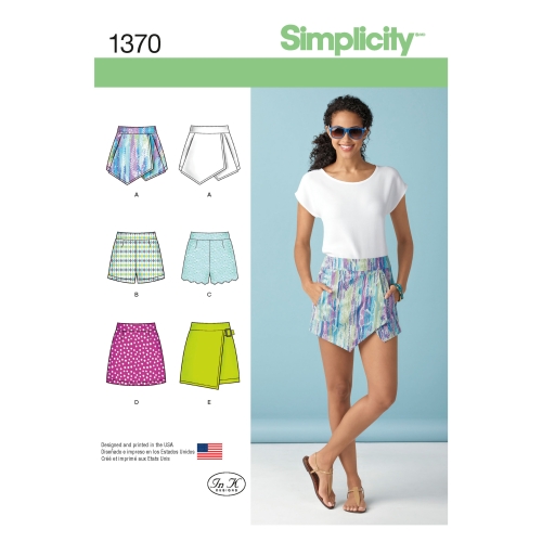 Naiste lühikesed püksid ja seelik, Simplicity Pattern #1370
